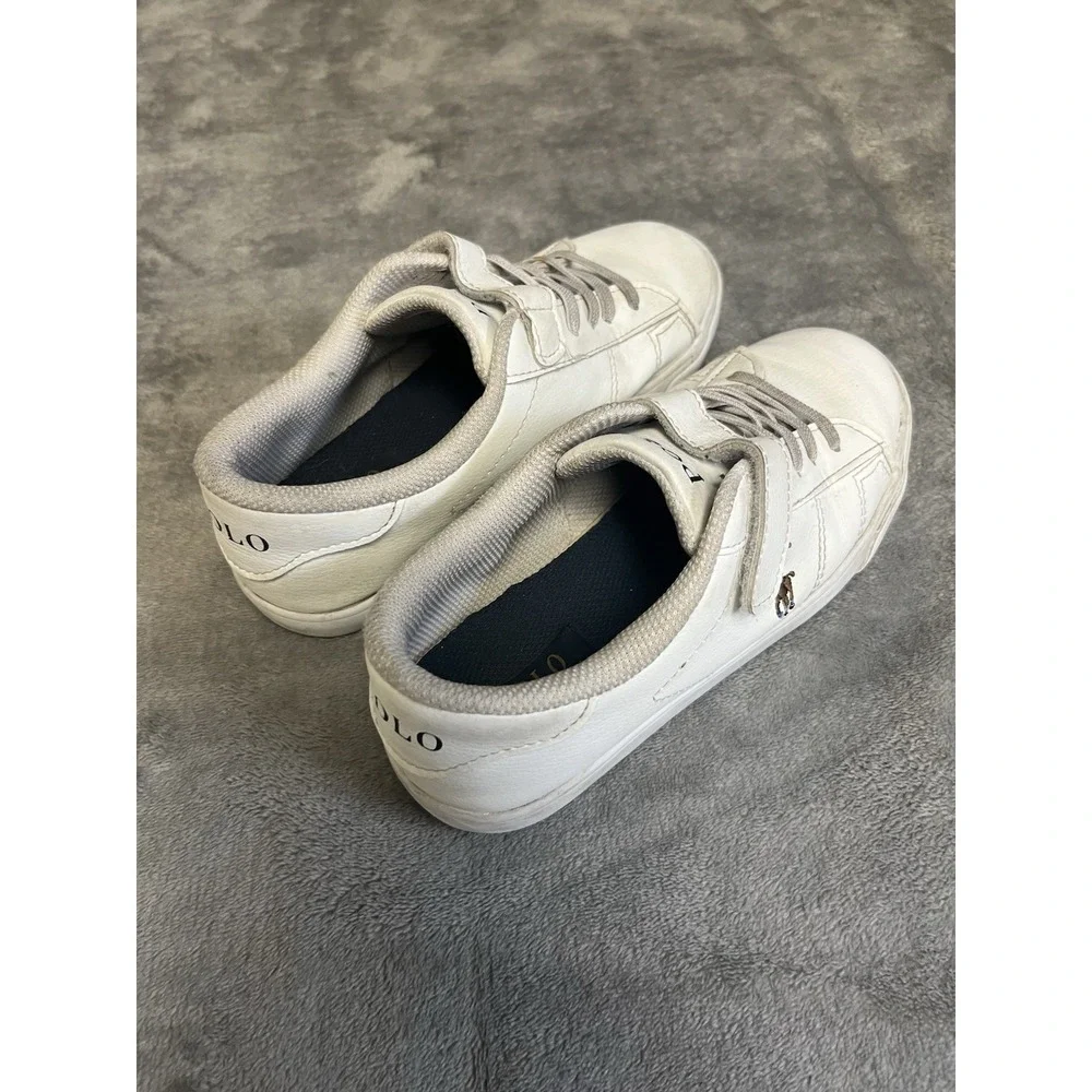 Polo Ralph Lauren Theron III Sneakers Kids Size 2 White Hook and Loop Low‎ Top